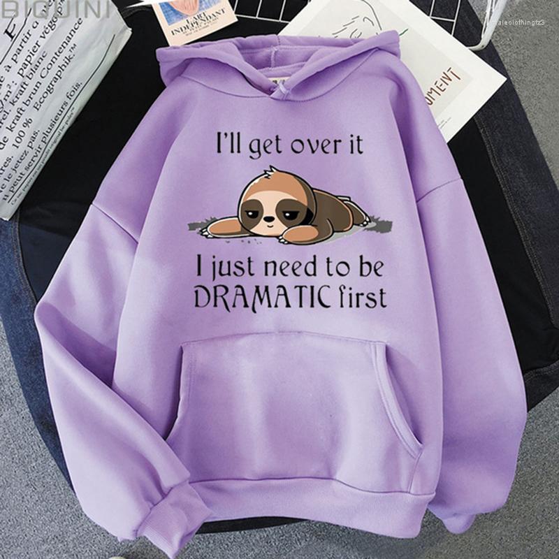 

Men's Hoodies Funny Sloth I'll Get Over It I Just Need To Be DRAMATIC First Graphic Cotton Hooded Pullover Sports Cozy Sweatshirt, Gy-sloth46h
