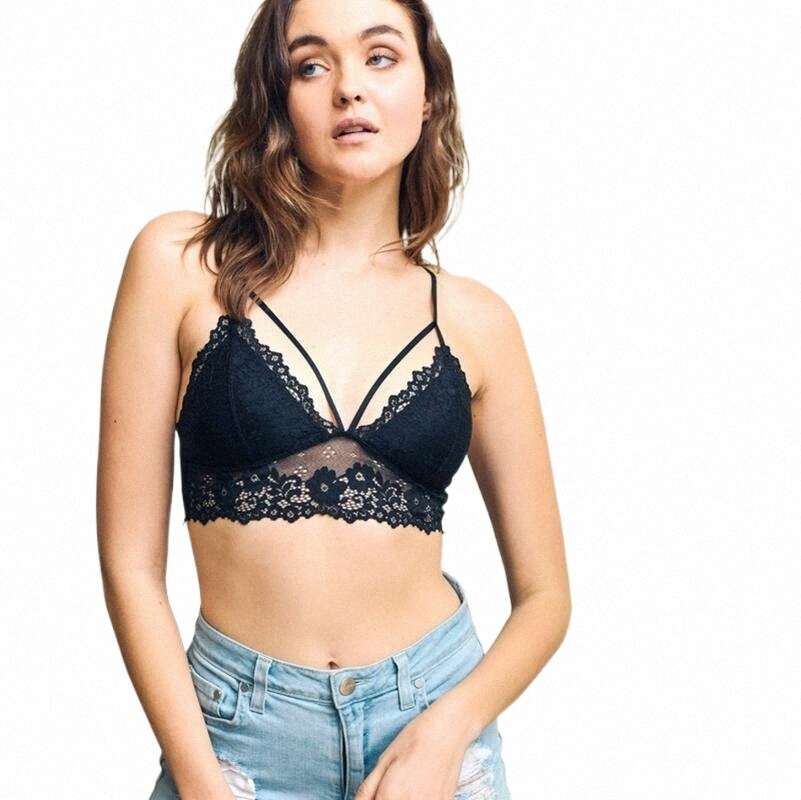 

wholesale 6pcs Prepack 2S 2M 2L YL-5430 Leto Intimates Floral Lace Strappy Bralette Sexy Lingerie Bras 56xN#, Sky blue