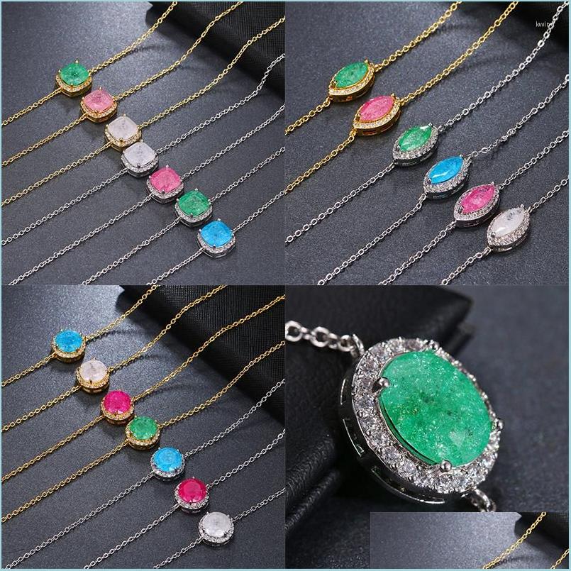 

Link Chain Link Bracelets Sugo 2022 Summer Fashion Exquisite Beautif Color Geometry Zircon Adjustable For Young Girls Lovely Birthda Dhnm2