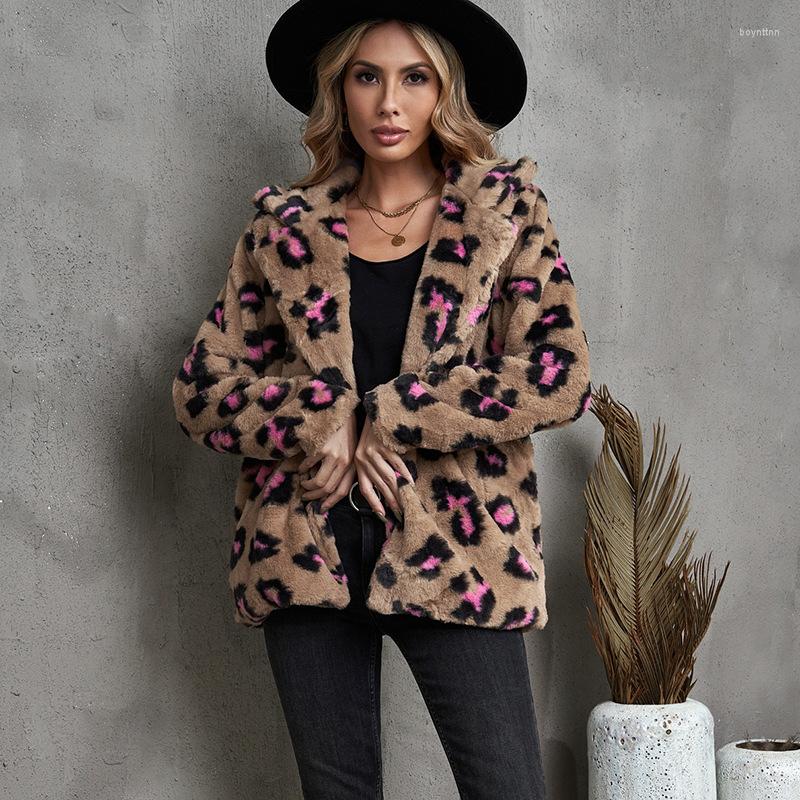

Women' Down 2022 Leopard Print Jacket Women Winter Casual Fashion Lapel Top, White