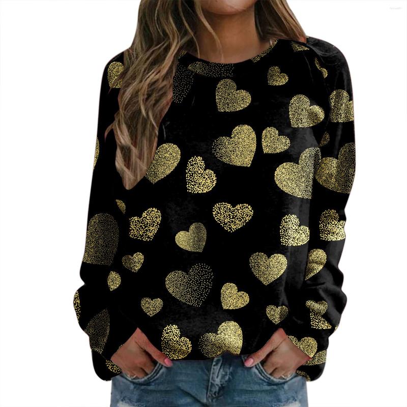

Women' Hoodies Valentine' Day Print Top Shirt Crewneck Long-Sleeved Sweatshirt Blouses Casual Pullover Love Printed Tops, Black