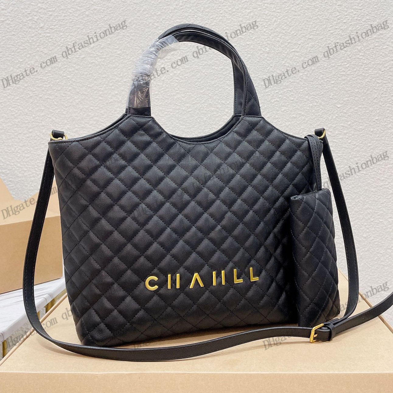 

Womens Caviar Tote Bags With Top Handle Classic Cowhide Quilted Gold Badge Hardware Shoulder Strap Satchel Designer Outdoor Multi Pocket Crossbody With Pouch Purse, Black