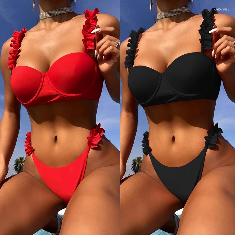 

Women' Swimwear Sexy Lady 2022 Women Tankini Blue Swimsuits Woman Red Bikini Brazilian Low Waist Swimming Suit Push Up Beach Wear Set, 2st