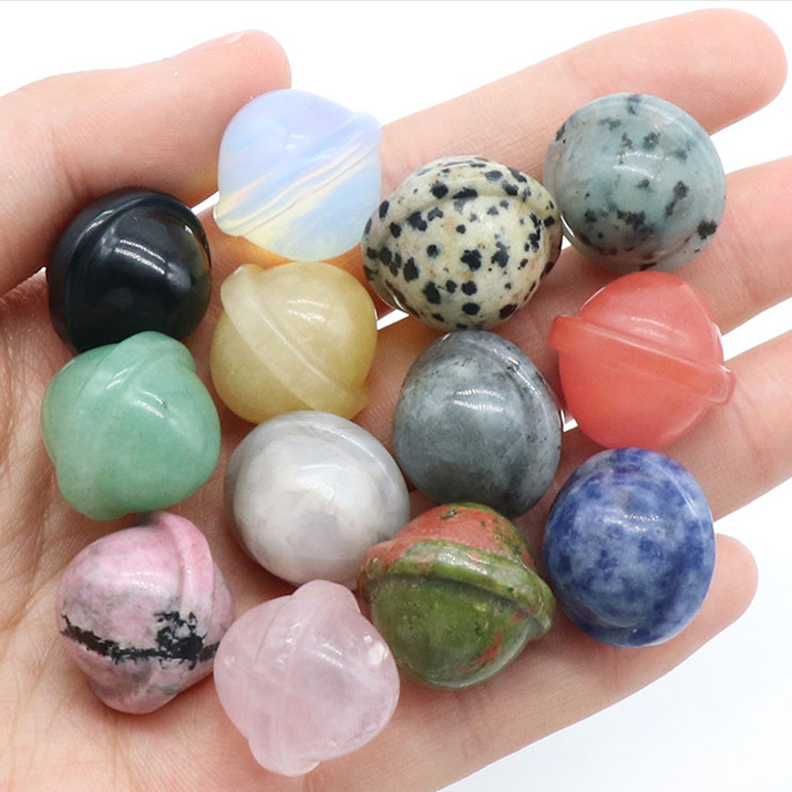 

Natural Crystal 2cm Planet Stone Ornaments Red Agate Rose Quartz Healing Reiki Gemstone Collection Flower Pot Home Decoration