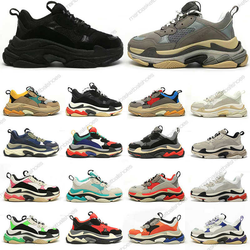 

2022 triple s casual shoes designer men women platform sneakers Black White Beige Dark Grey Orange Green Khaki Rust Pink Bred Multi mens, Blue