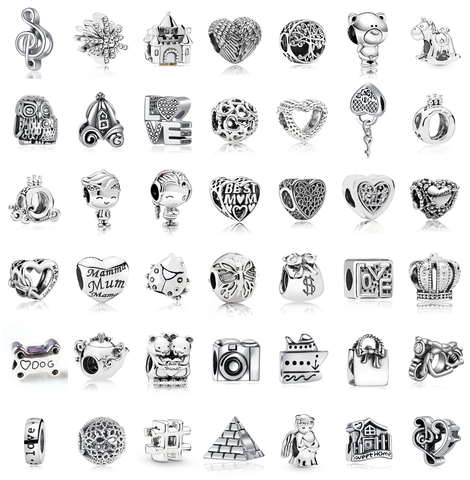 

925 Silver Fit Pandora Charm 925 Bracelet Butterfly Cupid Love charms set Pendant DIY Fine Beads Jewelry