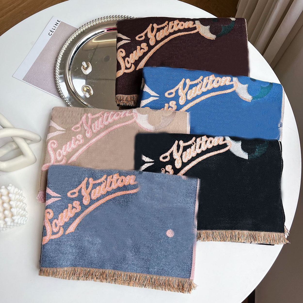 

23ss 5colors Luxury Fashion Designer Women Cashmere Scarves Shawls Classics Pattern Landscape Print Pashminas Winter Blanket