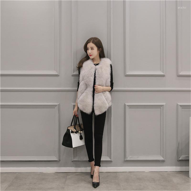 

Women's Fur Women's & Faux 2022 Autumn And Winter Style Vest Women Fashion Jacket Mid-length Stitching, Pink