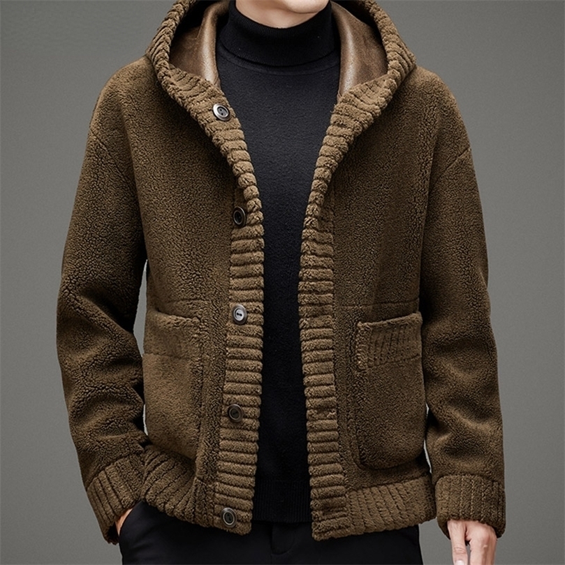 

Mens Fur Faux Fur Men Autumn Winter Doublesided Wear Jackets Mens Solid Color Hooded Coats Male Genuine Wool Fur Warm Overcoats C250 2201006, Kase