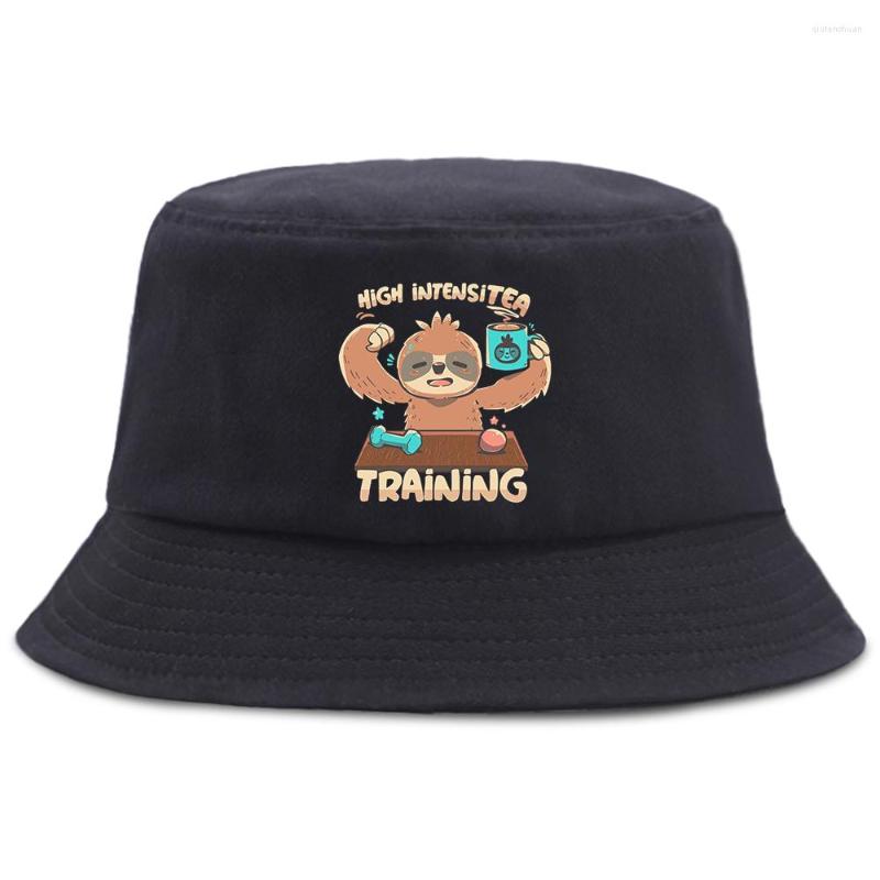 

Berets High Intens Itea Training Printing Bucket Hat Women Harajuku Outdoor Summer Panama Men Foldable Casual Fishing Unisex Cap, Beige
