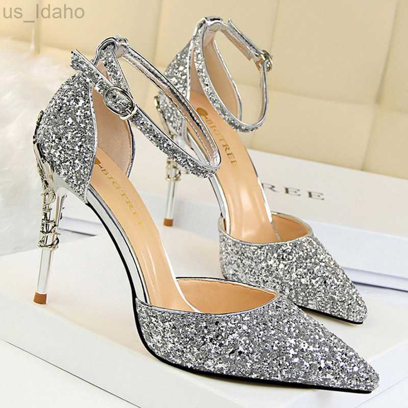 

Sandals BIGTREE Shoes Heels 2022 New Woman Pumps Sequins High Heels Women Shoes Fashion Ladies Shoes Gold Sliver Stiletto Heels Sandals L220923, Multicolor