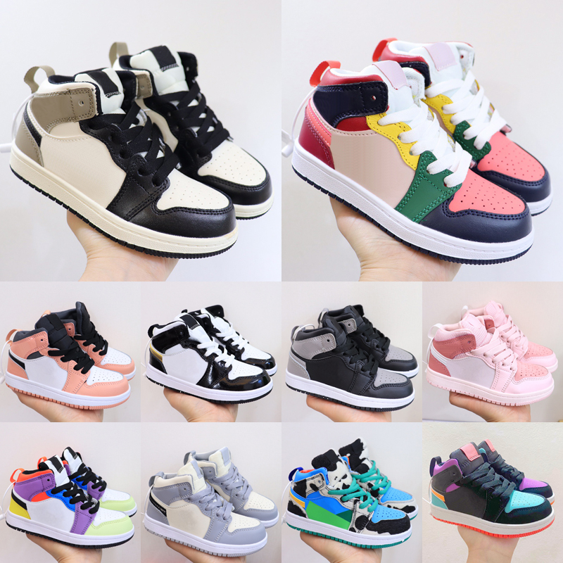 

Kids Jumpman 1s Bred Basketball Shoes UNC University Youth Boys Girls 1 Royal Blue Red Twist Obsidian Digital Pink Toddlers Skateboard Joggings Shoe Size 22-37.5, As photo 1