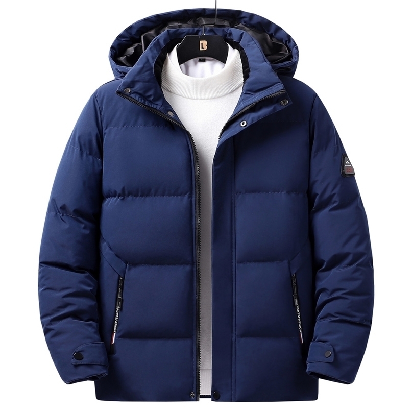 

Mens Down Parkas Winter Cotton Padded Puffer Jacket With Hood Men Fashion Parka Jacket Autumn Clothing Warm Thicken Hooded Coats 2201006, Blue