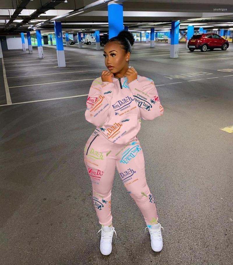 

Women' Two Piece Pants Women Outfits Ladies Tracksuits Female Oversized Hoodies Stand Collar Sweatshirt Letter Print Streetwear 2 Set, Black