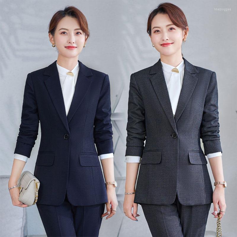

Women's Two Piece Pants 2022Autumn And Winter Long-Sleeved Women's Slim Fit Slimming Top Suit Commuter Trousers Jacket Two-Piece Work, Bluejacketskirt