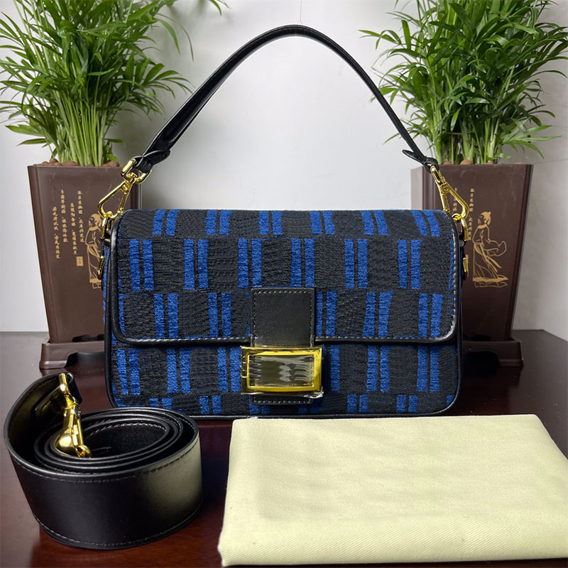 

Embroidered Baguette Bag Medium Crossbody Handbag Women Messenger Bags Magnetic Buckle Leather Handle Shoulder Strap Velvet Lining Flap Wallet