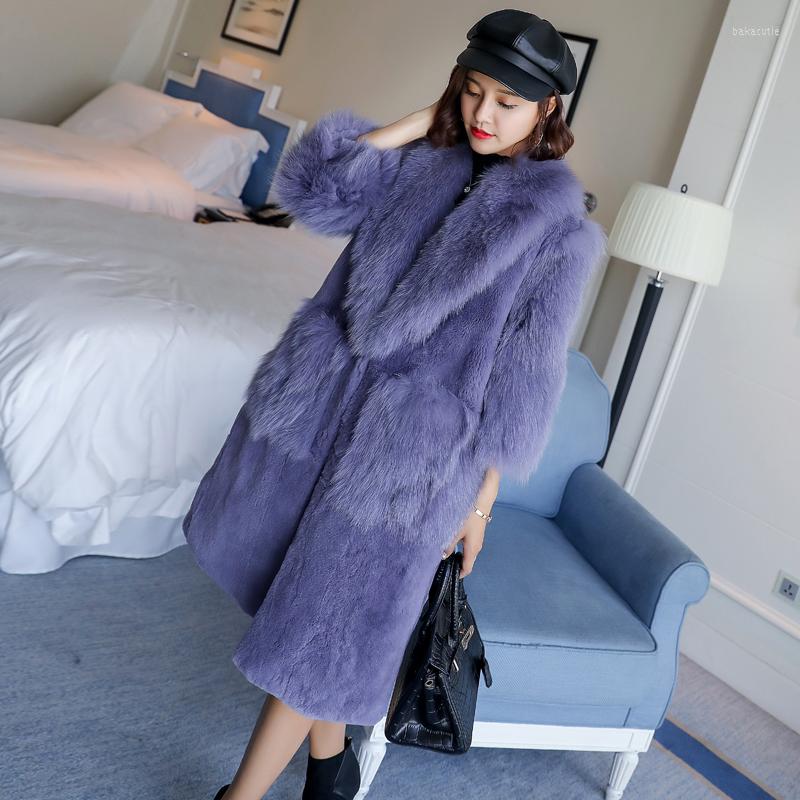 

Women' Fur Elegant Noble Whole Skin Rex Jackets Women Large Collar Pockets Coats 2022 Autumn Winter, Beige