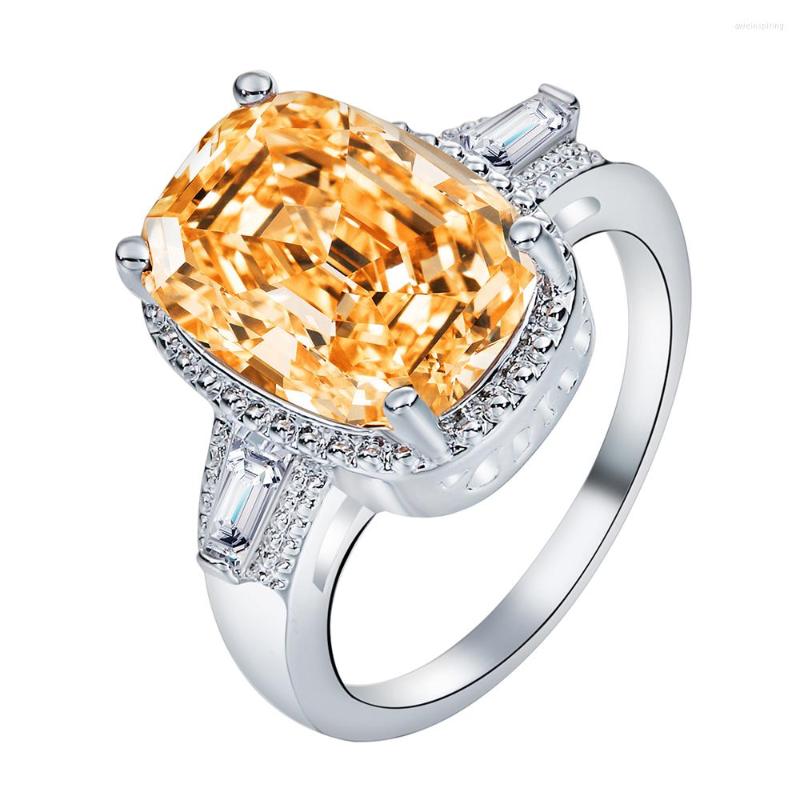 

Wedding Rings Large High Quality Yellow Cz Zircon For Women Silver Plated Fashion Jewelry Anniversary Gift Distribution