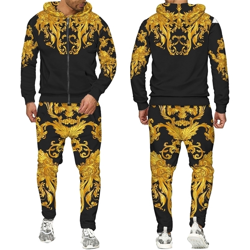 

Men's Tracksuits Set 3D Printing Fashion Personality Creative Mens Zipper Hooded Suits Casual Sweatshirt Sweatpants Two Sets Tracksuits 221006, 10
