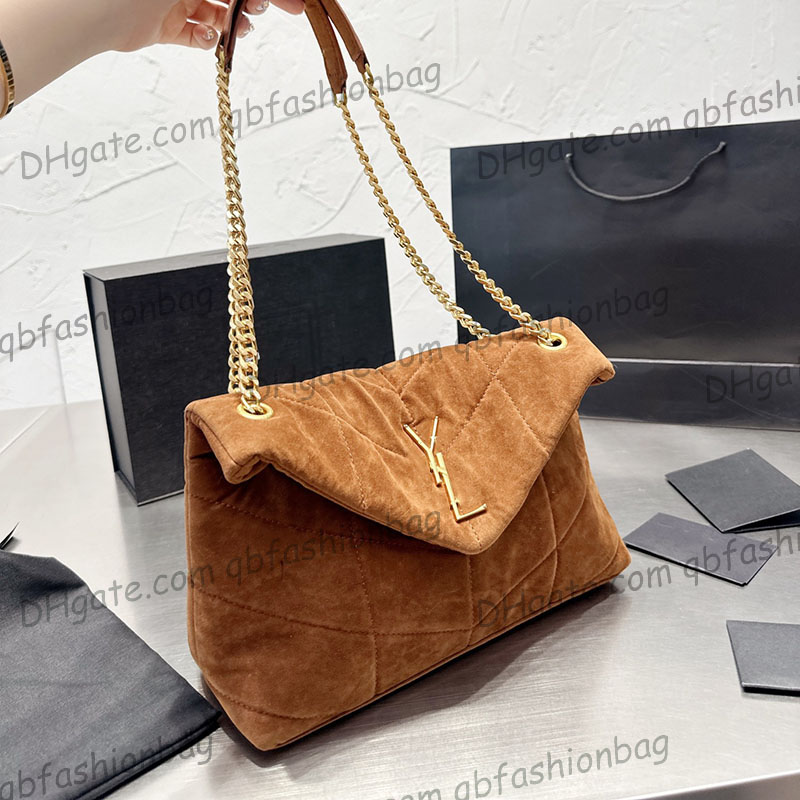 

Womens Designer Puffer Soft Cloud Jumbo Bags Gold Chain Stra Crossbody Shoulder Large Capacity Messenger Purse Nubuck Rubbed Luxury Handbags 27X17CM, Box