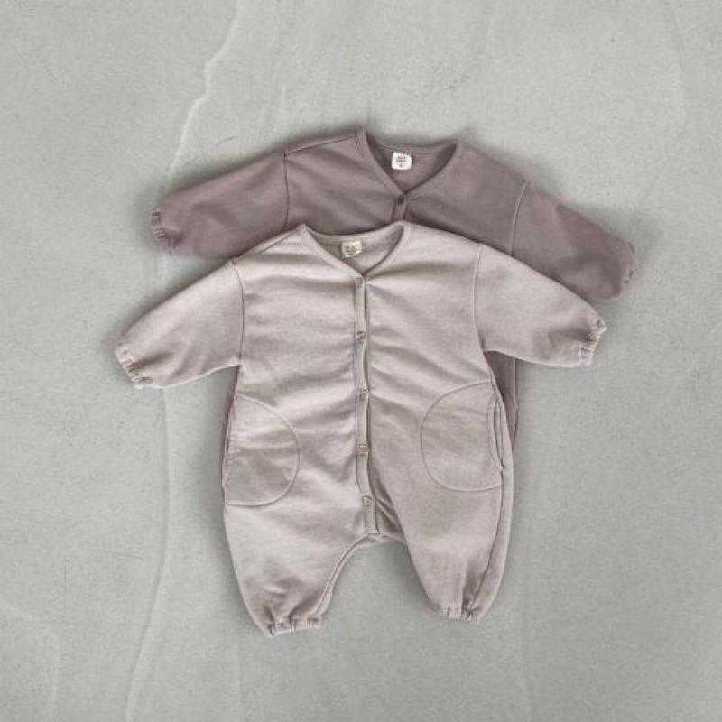 

Rompers Baby Cute Cartoon Wears Long Sleeves Romper Girl Casual Loose Solid Single Breasted Jumpsuit Boy Simple Cotton Outfits J220922, Beige