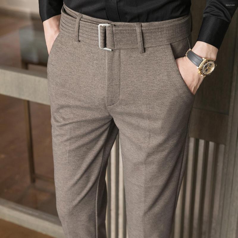 

Men's Suits Winter Khaki Black Long Straight Slilm Fit Woolen Pants Men Business Office Wear Thick Casual Suit Oversize Trousers Male