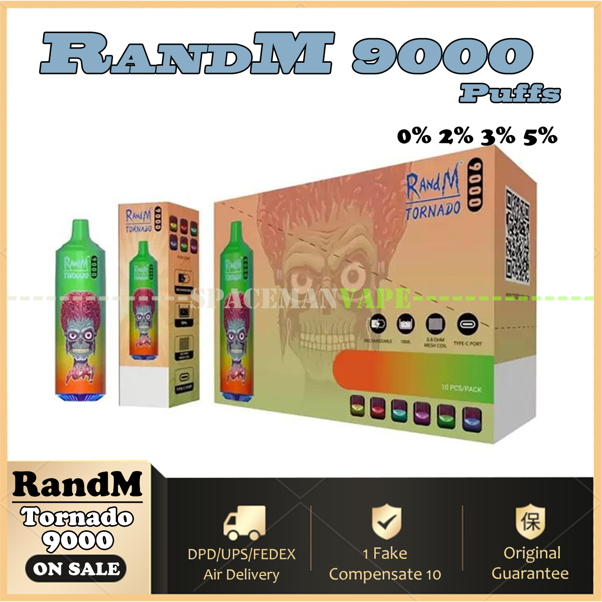 

Original RandM Tornado 9000 Puffs 0%/2%/3%/5% E Cigarettes With 18ml Prefilled Mesh Coil Airflow Control Big Puff Rechargeable Disposable vapes VS 5200s 7000s 8000s 10000s