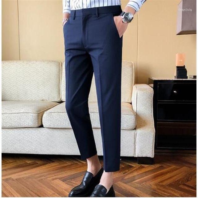

Men's Suits Formal Suit Pants Men's Spring Autumn High Quality Solid Bussiness Smart Casual Loose Office Long Trousers 2022 B83, Dark gray