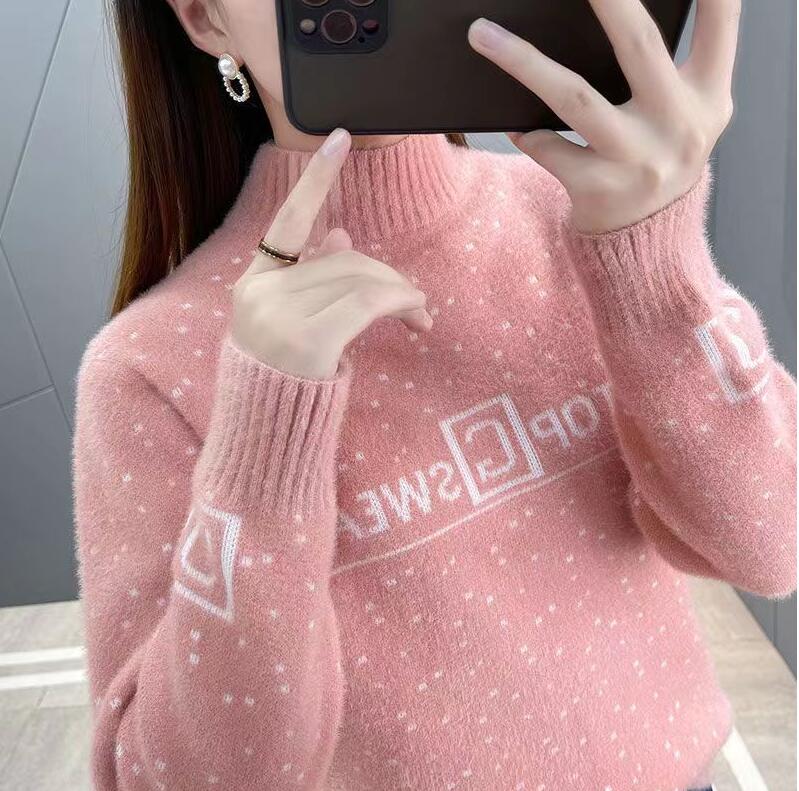 

Women's Sweaters Hip Hop for Designer Button Lady High Collar Loose Long Sleeve Pullover Knitting Dress Tops, 08