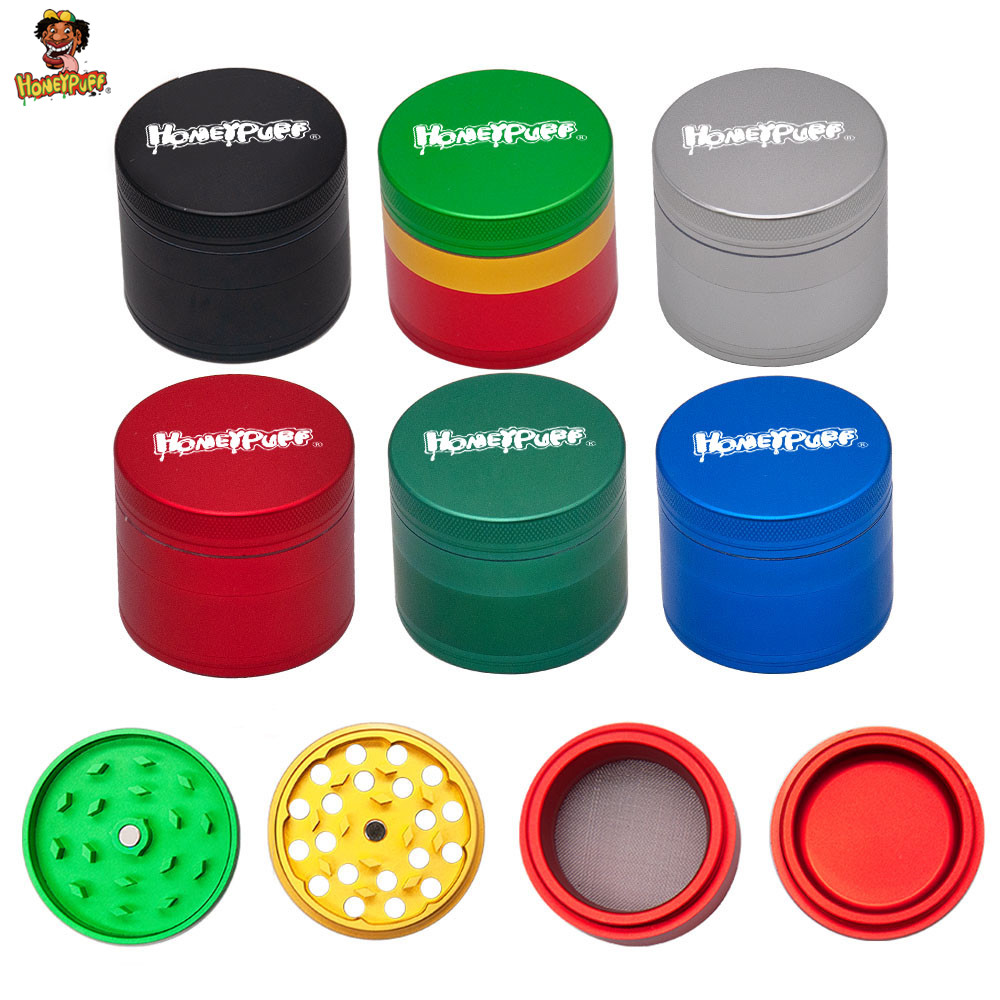 

smoke accessory Colorful 4Layers Metal smoking Tobacco Grinder Dia 50mm Sharp Diamond Teeth Filter Net Dry Herb