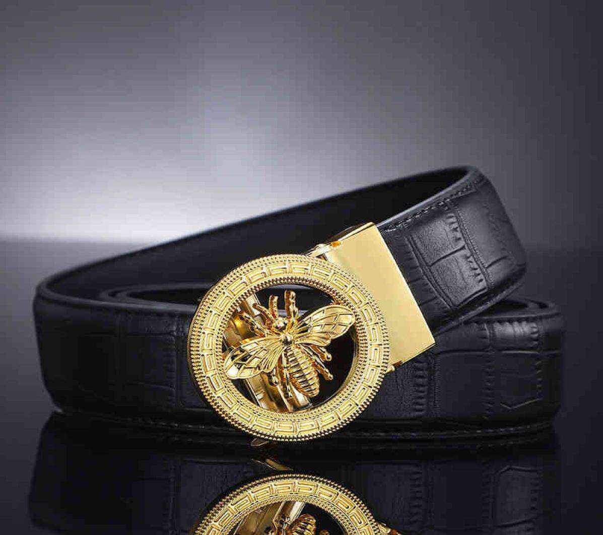 

Belts Belts designer belt Men039s leisure little bee automatic buckle men039s bus, Black