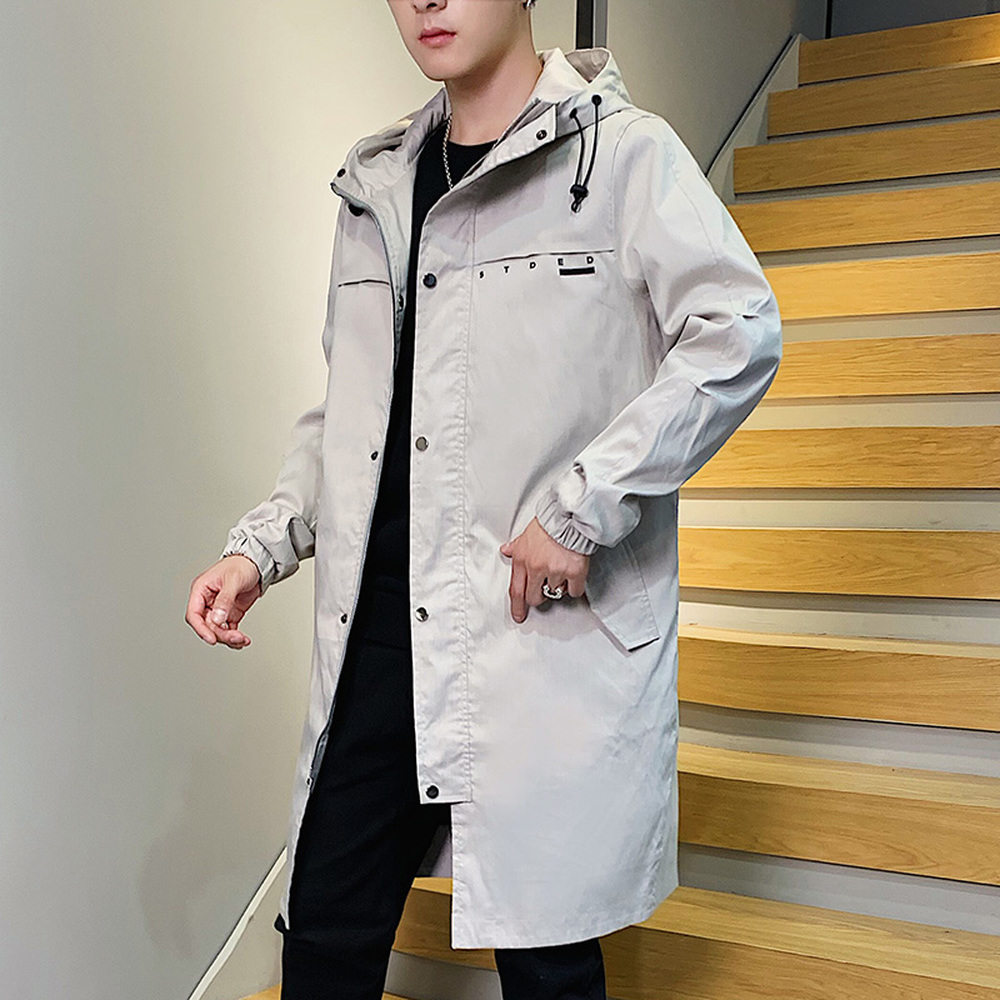 

Long Jacket Men With Hood Men Windbreaker Overcoats Korean Fashion Hooded Streetwear Coats Plus Size, Gray