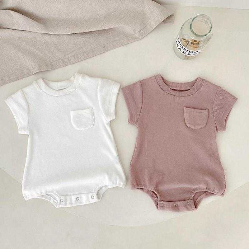 

Rompers Newborn Baby Girl Solid Simple Bodysuit Comfortable Cotton Short Sleeve Jumpsuit Baby Boy Summer New Fashion Outfits J220922, Pink