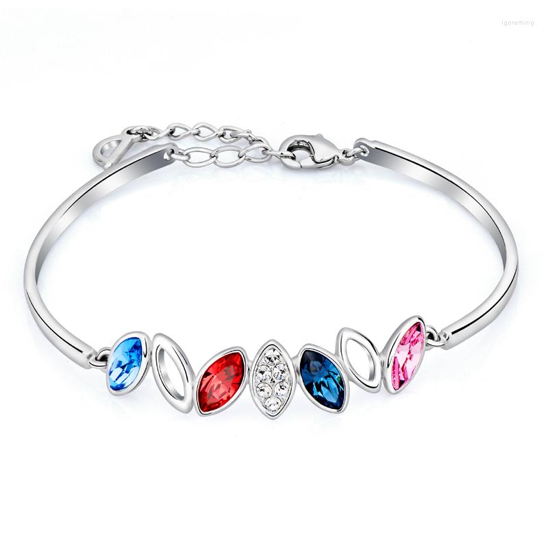 

Bangle COCOM Multi-Color Women Adjustable Charm Bracelet With Austrian Crystals Female Fashion Jewelry Friends Christmas Gift