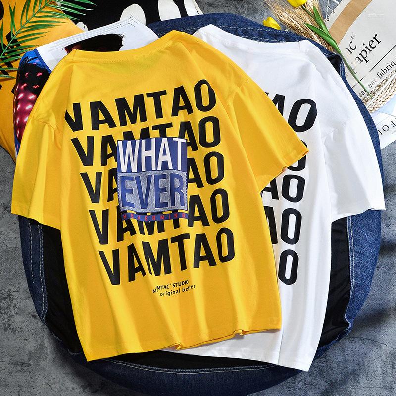 

Men' T Shirts Summer Fashion Boys Casual Cotton T-shirt Printing Loose Short-sleeved Combed Top Couple Half-sleeved Bottoming Shirt, White