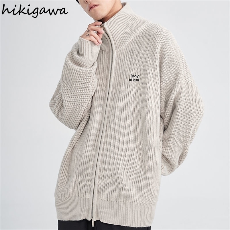 

Women's Knits Tees Streetwear BF Cardigan Jacket Women Clothing Turtleneck Zipper Oversized Sweater Sueter Mujer Casual Fashion Knit Sweaters Tops 221006, Gray