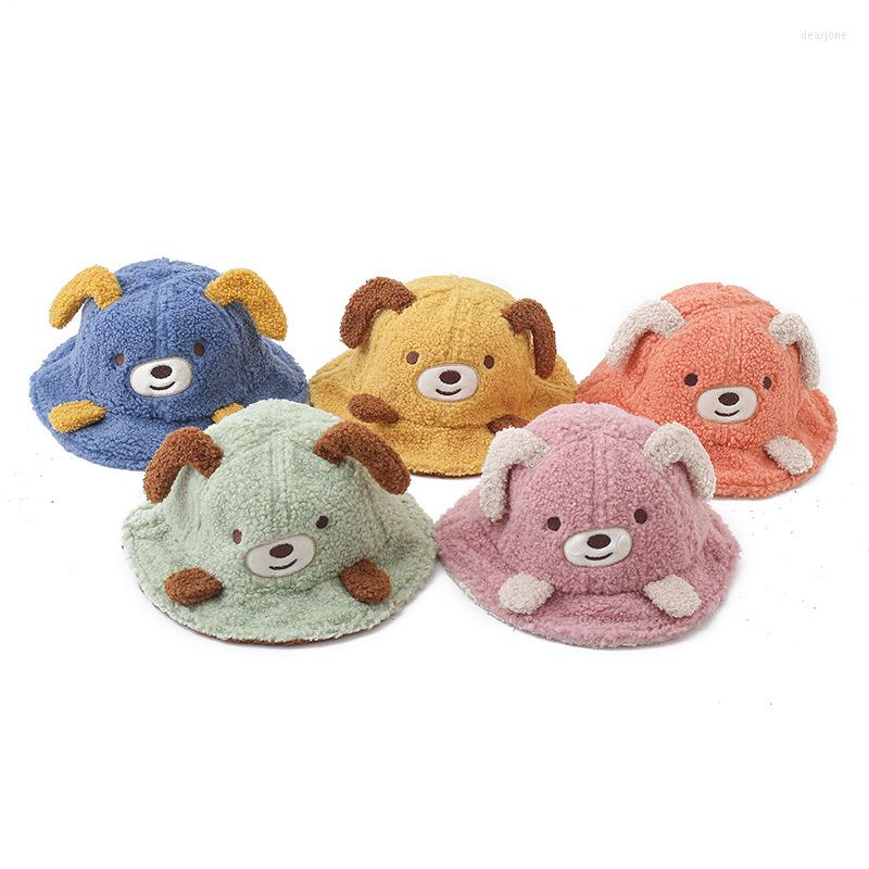 

Hats Autumn Winter Children's Thickened Warm Plush Fisherman Hat Wool Baby Cartoon Puppy, Pink