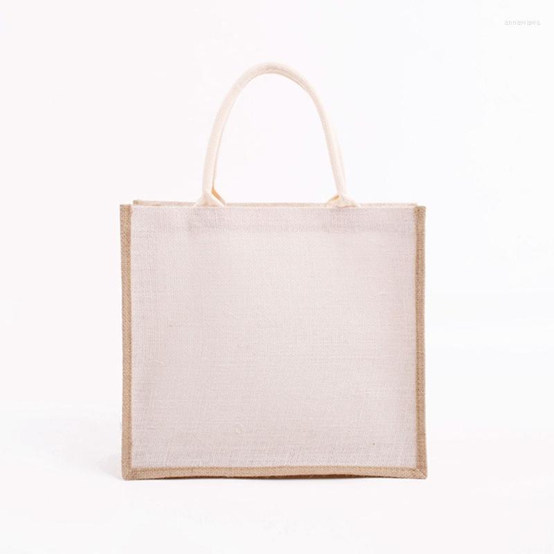

Shopping Bags Reusable Jute Tote Bag Eco Friendly Burlap Grocery For Beach Vacation Picnic, W-1