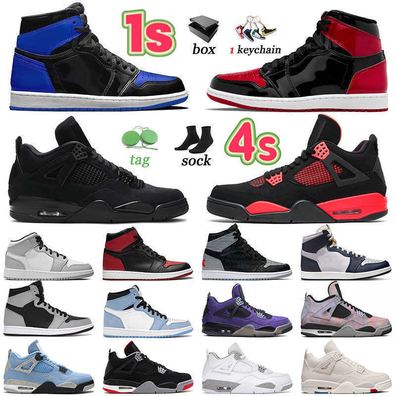 

Classic Jumpman 1 Basketballs Shoes Designer Women Bred Patent 4 Canvas White Oreo 4s Rebellionaire Black Cat Canvas Jumpmans 1s Banned Men JORDON NKS, B11 40-47 red thunder