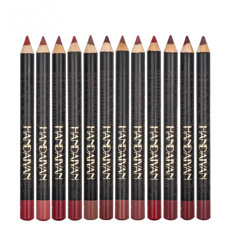 

Handaiyan Matte Lip Liner Set Lipstick Pencil 12 Colors Easy to Wear Natural Long-lasting Line Eyes and Lips Makeup Kit, 12pcs/set