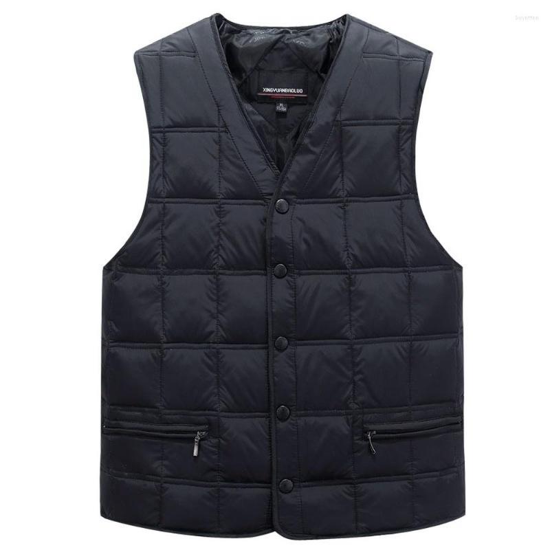 

Men's Down Duck Without Sleeves Jacket For Man Winter Warm Parka Thick Vest Outerwear Snow With Pockets, Army green vest