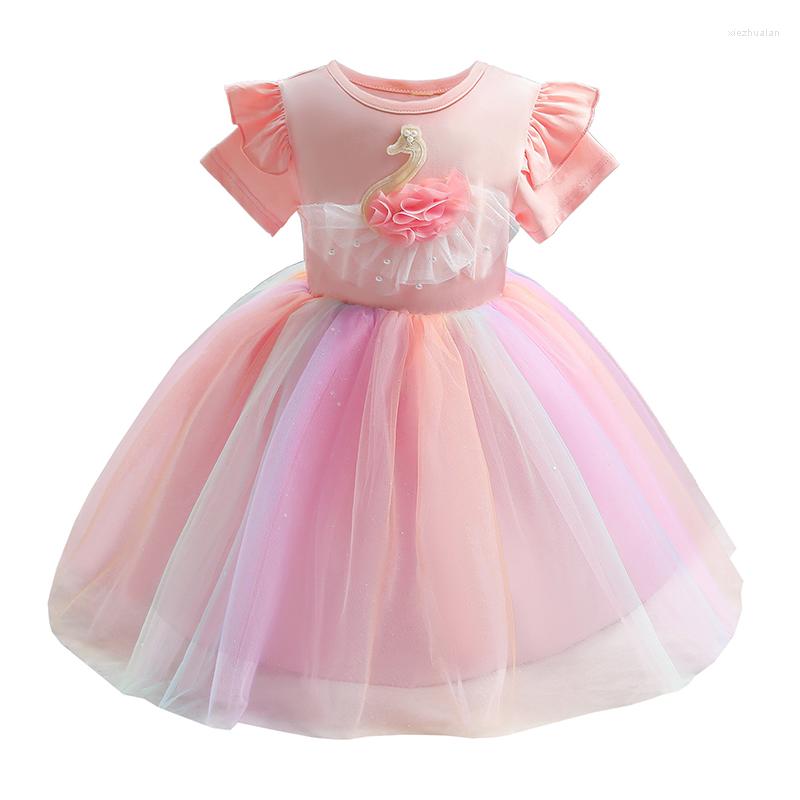 

Girl Dresses 2022 Swan Girls Dress Summer Cute Baby Clothes Birthday Party Princess Wedding Christmas Gift Kids Fashion Vestidos, As the picture