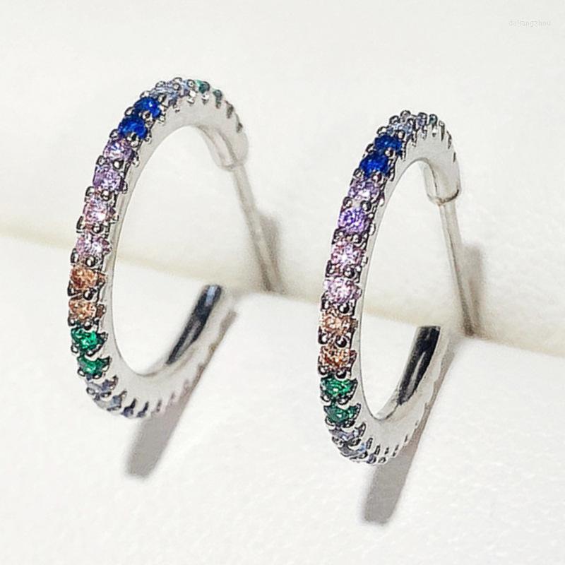 

Stud Earrings 2022 Fashion Colorful Cubic Zirconia Circle Women Girls Accessories Jewelry E011