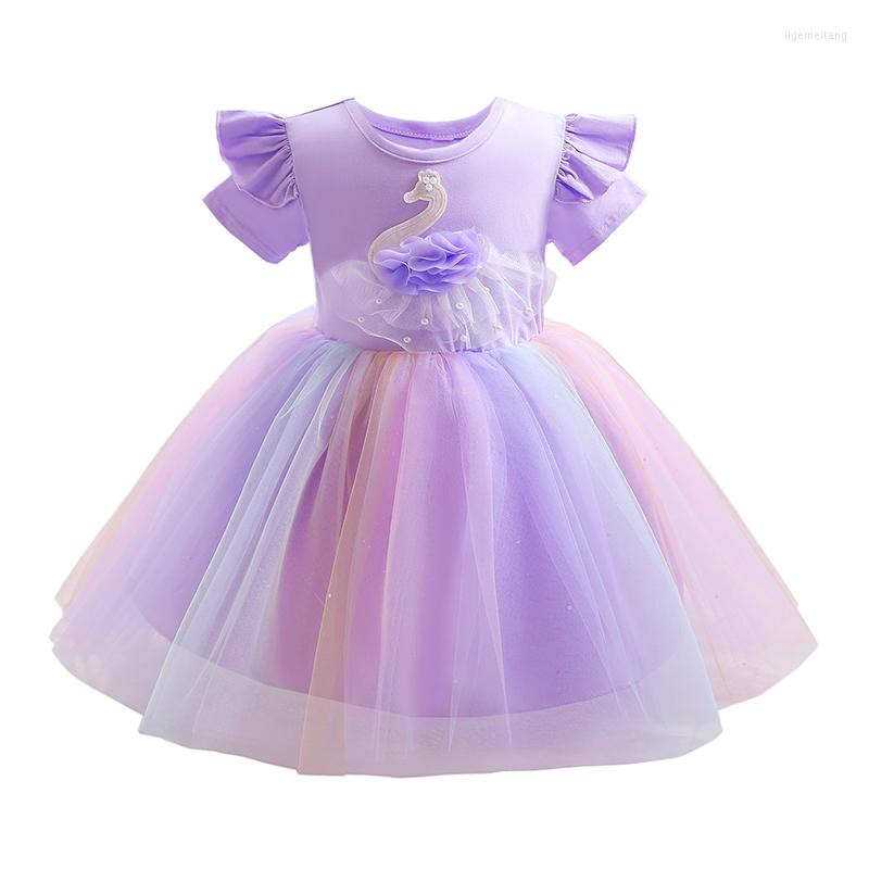 

Girl Dresses Swan Girls Dress Summer Casual Wedding Party Princess For Christmas Costume 3 4 5 6 7 8 9 10 Years Old Kids Clothes, As the picture