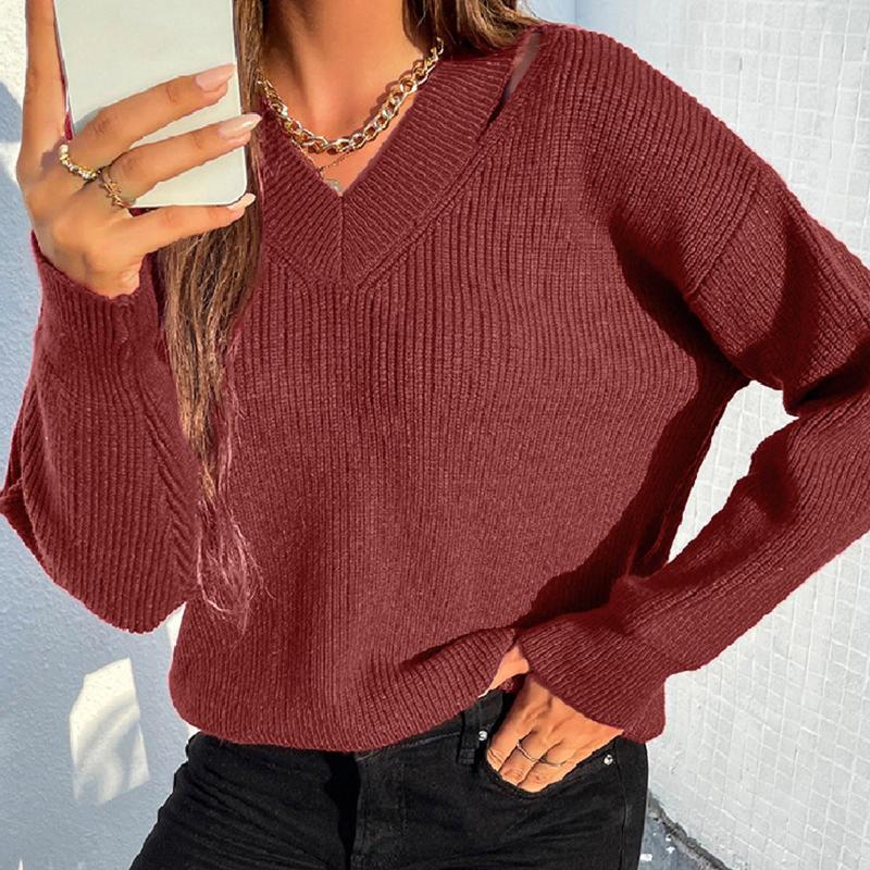 

Women' Sweaters Autumn Winter Knitted Sweater Y2K Women V-neck Pullovers Womens Solid Color Harajuku Sueters De Mujer Moda 2022, Black