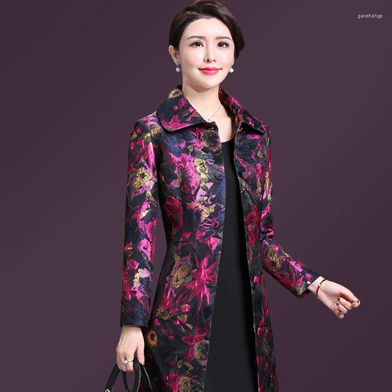 

Women's Trench Coats Mom Spring Autumn Large Size 4XL Windbreaker Middle-Aged Coat Temperament Shirt Fashion Casaco Feminino Female C178, Rose red