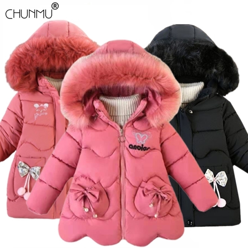 

Jackets Baby Girls Jacket Kids Girls Fashion Coats Warm Solid Fur Collar Hoodie Winter Girl Clothes Infant Clothing Childrens Jackets 2201006, Watermelon red
