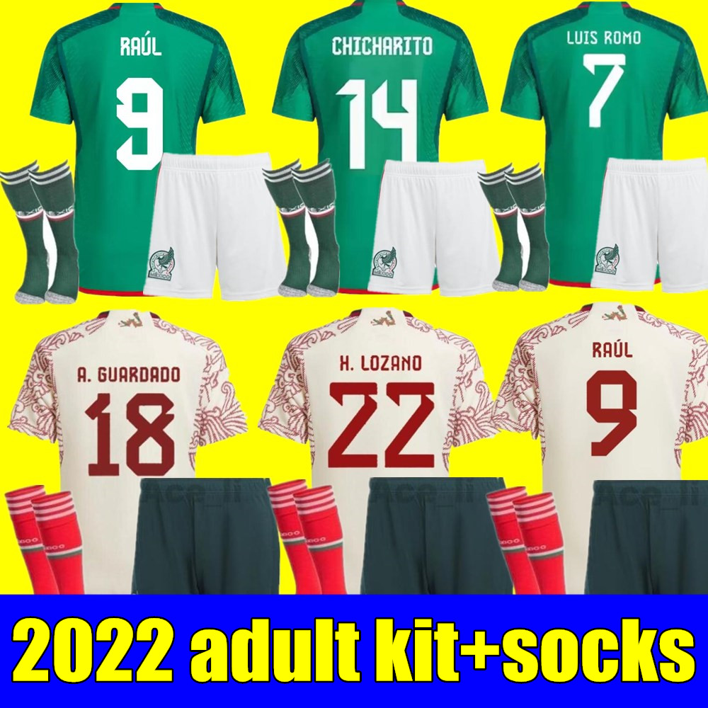 

2022 adult kit Mexico soccer jersey RAUL LOZANO WORLD H.LOSANO CUP GUARDADO CHICHARITO G DOS SANTOS 22 23 football shirt tops men kits sets uniform camiseta de futbol, Home+world cup patch