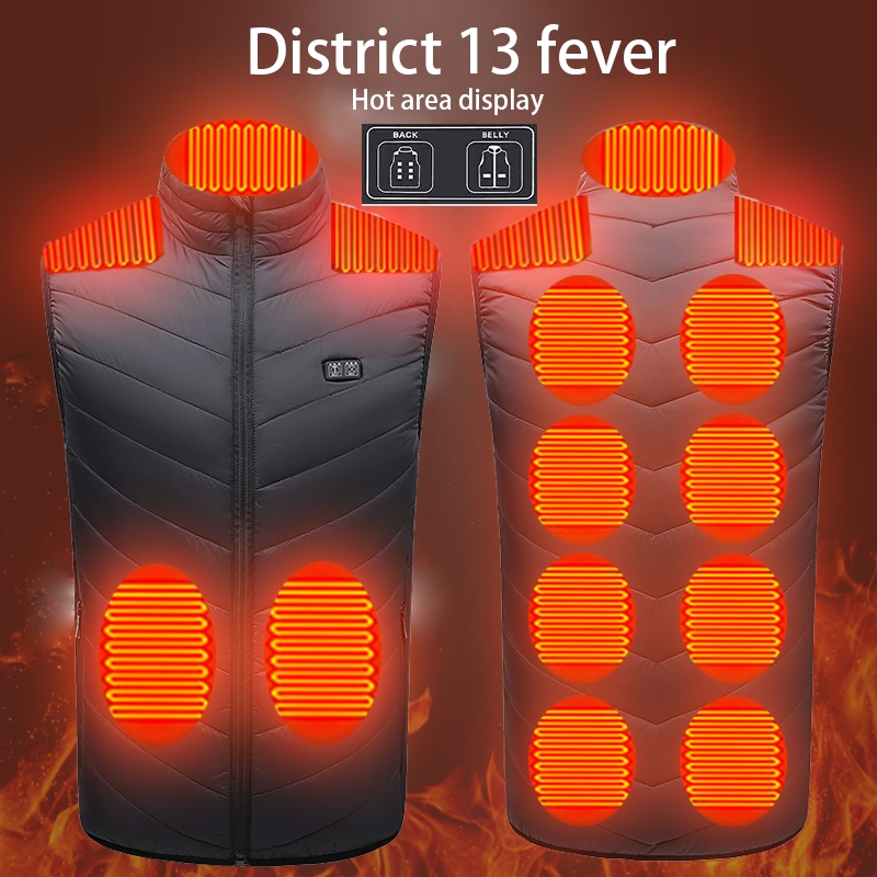 

Winter Outdoor Electric Heated Jacket USB Heating Vest Thermal Clothes Adjust Temperature Feather Camping Hiking Warm Hunting Hot Coat