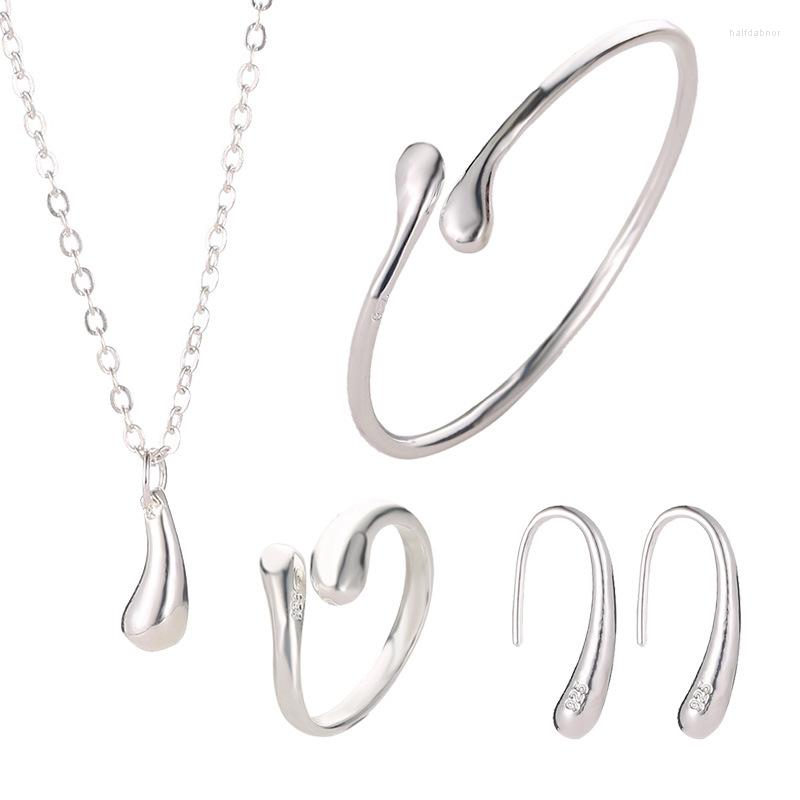 

Necklace Earrings Set Drop Bracelet Fashion Electroplated Ear Ring Jewelry Drop-Type Four-Piece, Picture shown